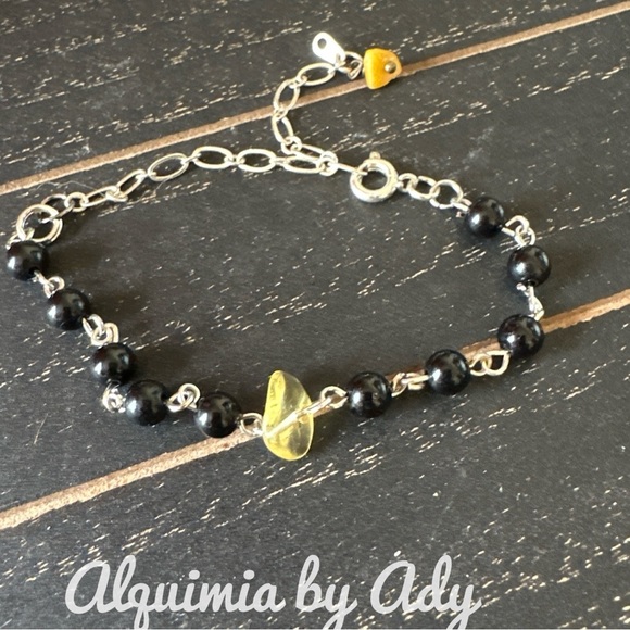 Alquimia Black and Yellow Beaded Bracelet onyx citrine - Picture 1 of 1